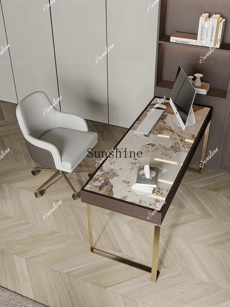 

WItalian light luxury rock slab home study desk small apartment bedroom student computer