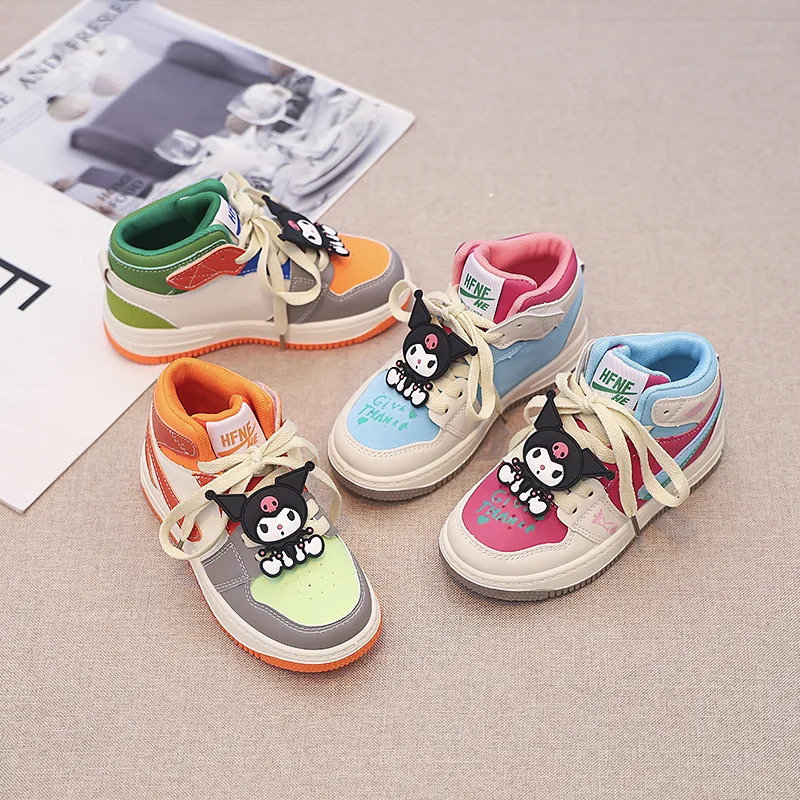 

Children's high top Kuromi board shoes 2024 autumn new girls' mandarin duck shoes student edition ins sports shoes