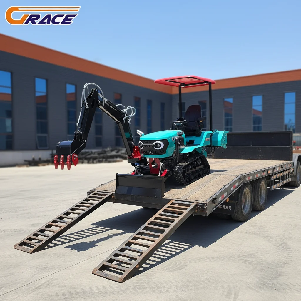 Customize 4WD Small Tractor with Complete Attachments: Trencher, Ditching, Bulldozer, Excavator for Farmland