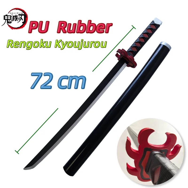 72cm Cosplay Demon Slayer Sword Kimetsu no Yaiba Original Katana Weapon Mitsuri Kyoujurou Tanjiro Swords Toy Safety Rubber