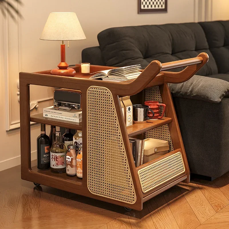 A few trolleys on the side of the sofa, side cabinets, side storage, living room, bus, dining car, movable