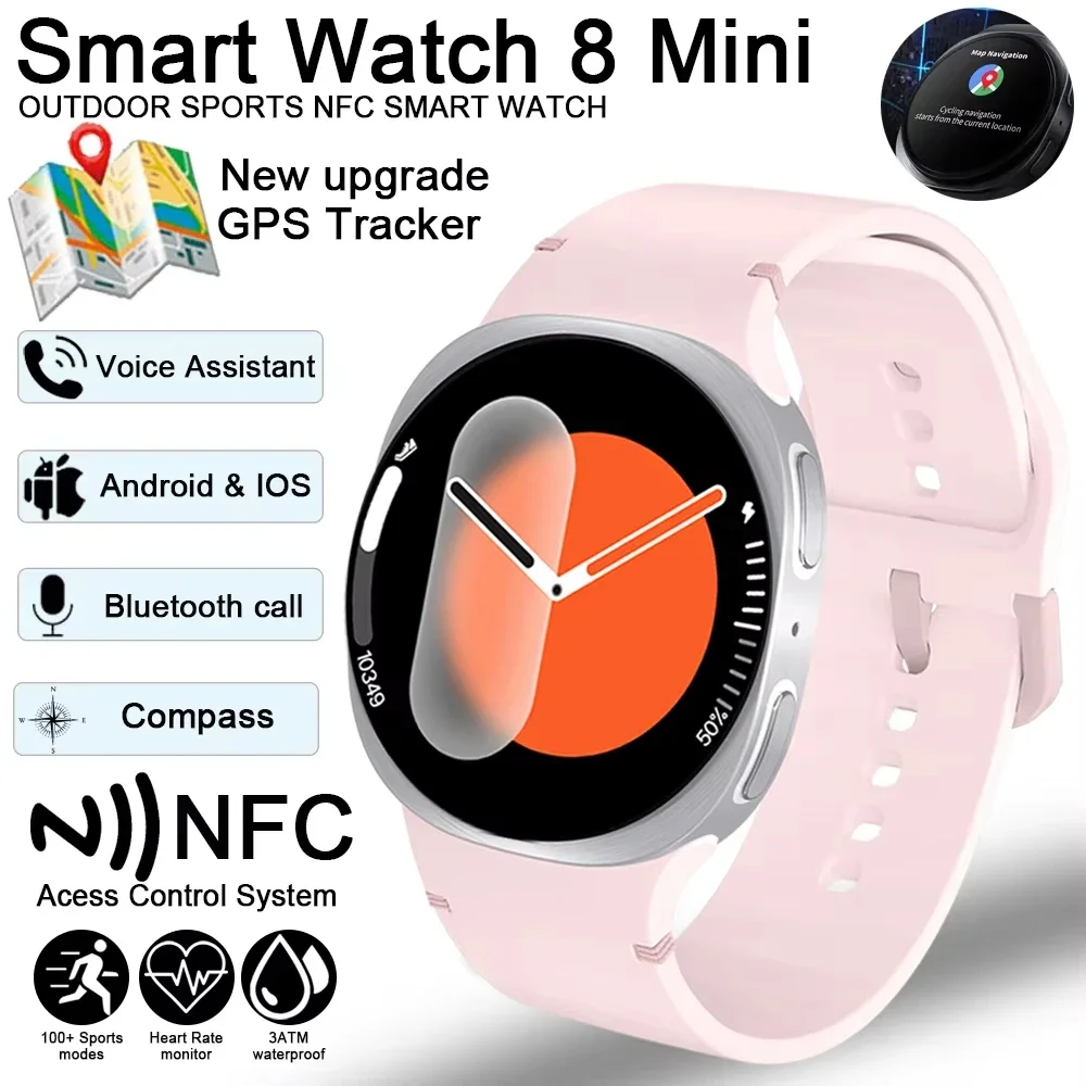 

IP68 Waterproof Bluetooth Call Smartwatch 8 Mini NFC GPS Track Sport Heart Rate LED SmartWatches For Men Women 2025 Compass Gift