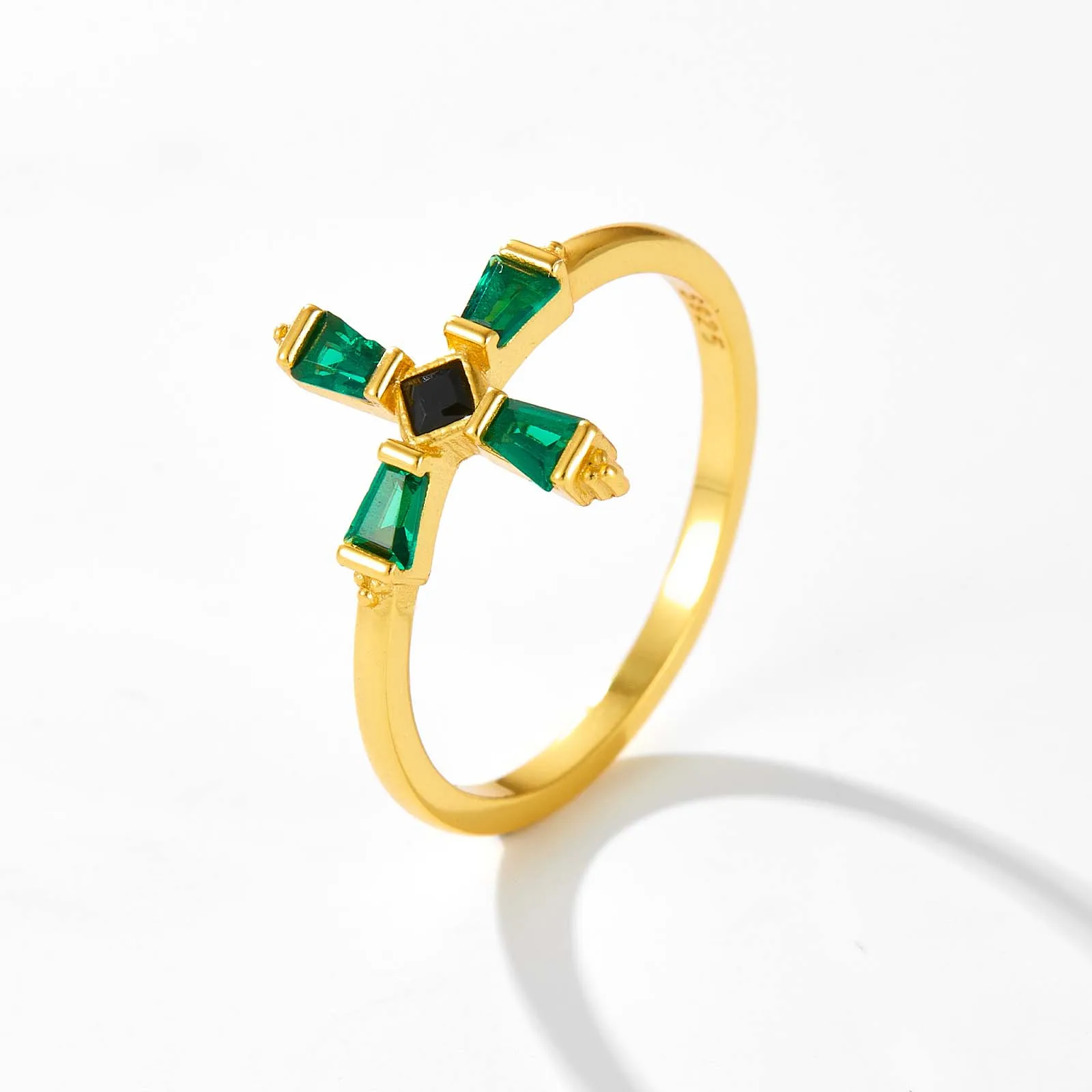 ANDYWEN-Anillo de Plata de Ley 925 para mujer, sortija de circonita verde transparente dorada, colección de lujo, cristal de Marilyn negro, boda