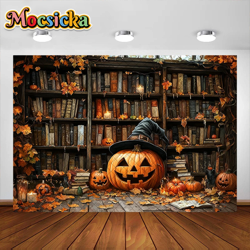 Halloween Photography Background Horror Pumpkin Maple Leaf Bat Decoration Kids Festival Photo Portrait Backdrops Studio Prop