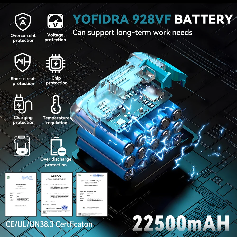 YOFIDRA 3.0Ah 4.0Ah Rechargeable Lithium Ion Battery Lithium Ion Battery Li-ion Battery for Electric Wrench Chainsaw Power Tool