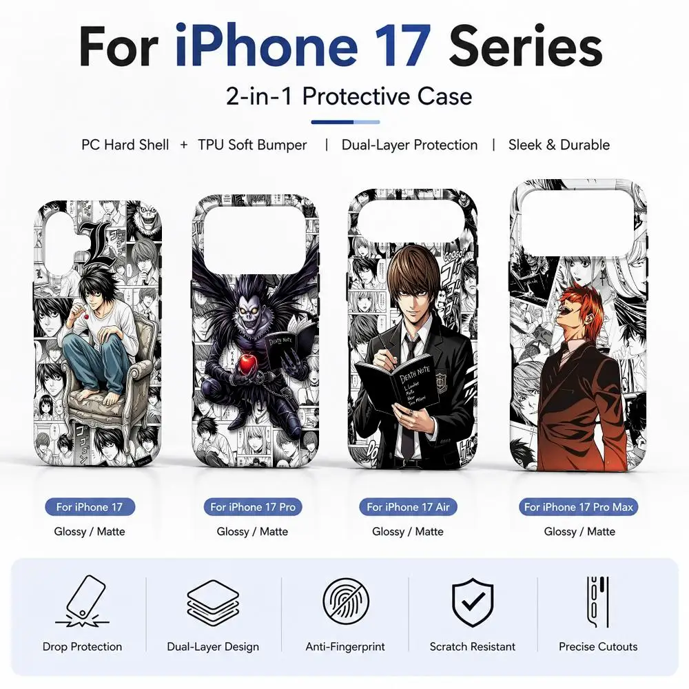 Anime Manga Death-note Ryuk Film Phone Case For For iPhone 16 15 14 13 12 11 Pro Max XR 8 7 Plus 13 12 Mini Soft  2 in 1 Cover view 2