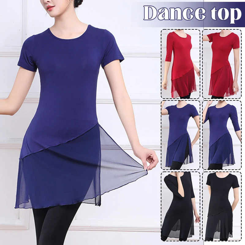 Women Classical Dance Tops Ballroom Latin Yoga Chacha Modern Dance Blouse Lady Elegant Practice Physical Fitness Clothes