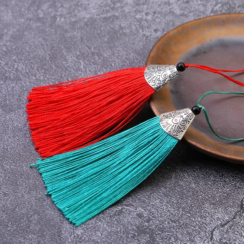 5pcs/lot 8cm Fish Mouth Cap Silk Tassel Fringe Brush Trim Decorative Tassel Trim Key for DIY Embellish Curtain Accessories Parts