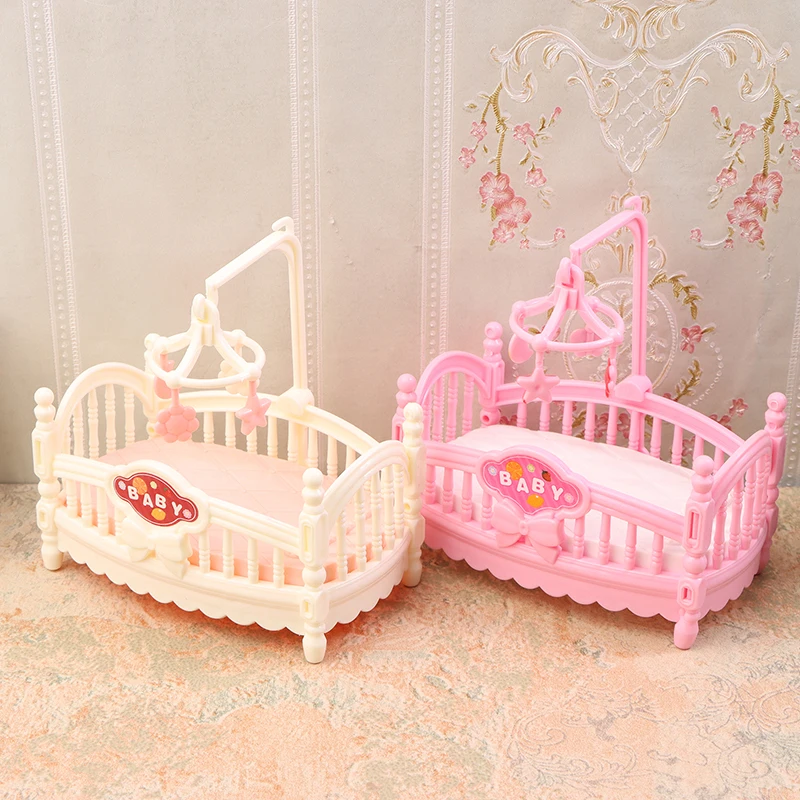 1/12 Dollhouse Simulation Mini Crib Baby Bed Model Dollhouse Bedroom Furniture Decoration Dolls House Accessories