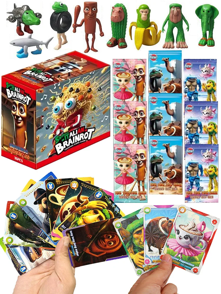 Cartes Brainrot aléatoires, Collection Brainrot italienne, Cartes Tung Tung Tung Sahur Tralalero Tralala, Jeu de société, Cartes à collectionner, Jouets