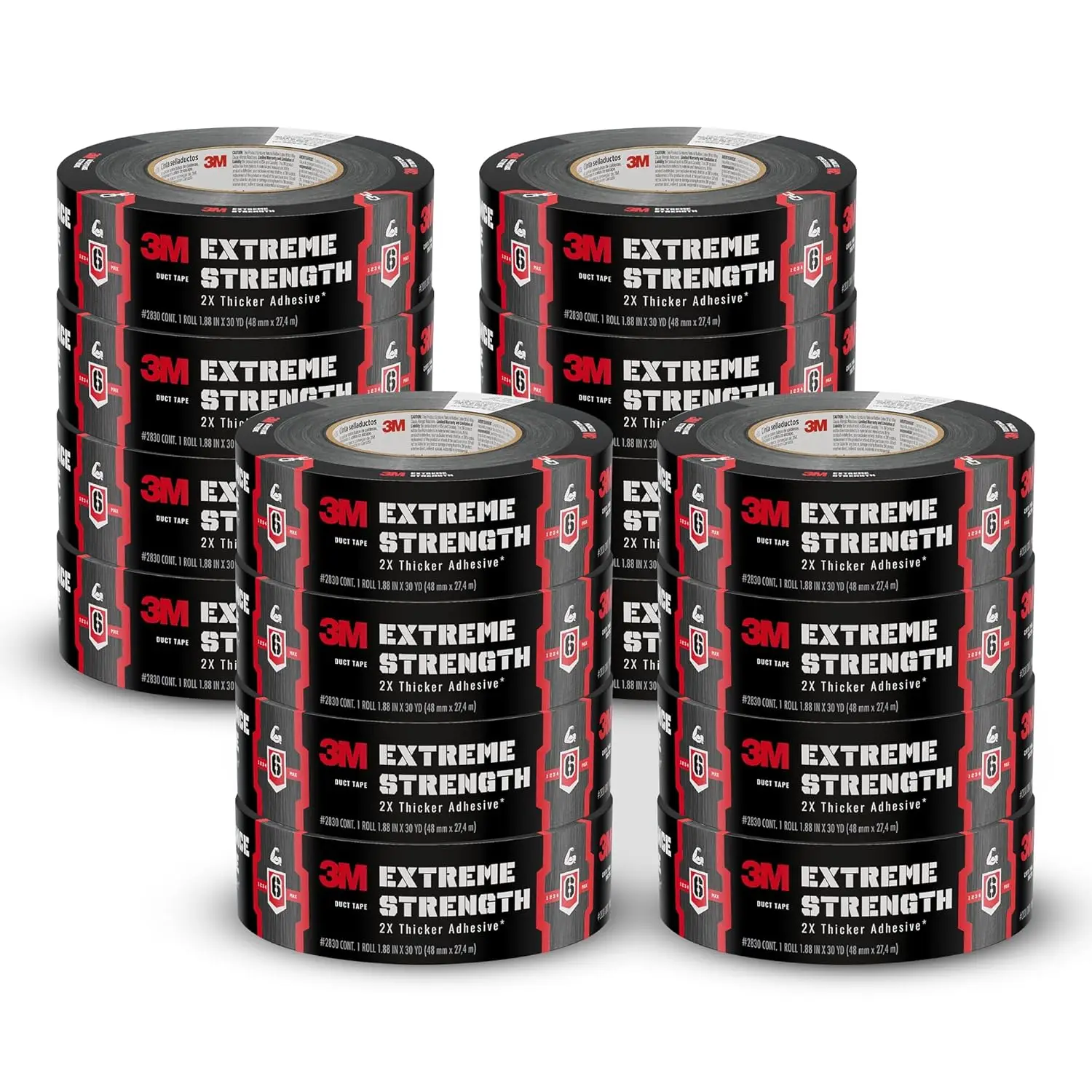 

Extreme Strength Duct Tape 2830, 1.88 in x 30 yd, Double-Thick Adhesive, Heavy-Duty Water of Black Tape, Indoor/Outdoor