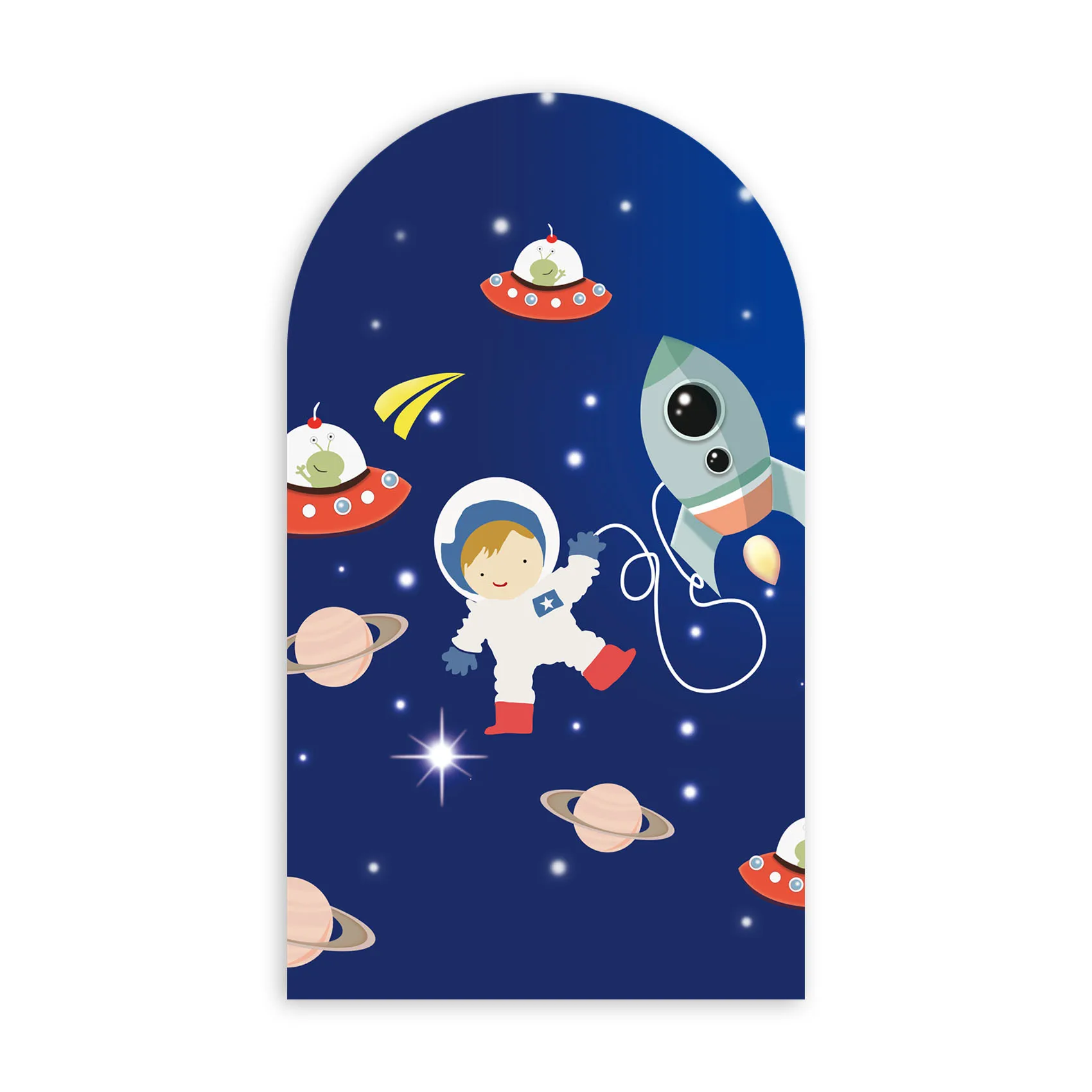 Astronaut Arch Backdrop Cover Elastic Fabric Baby Shower Birthday Party Decorations Background,Royal Blue GX-2244