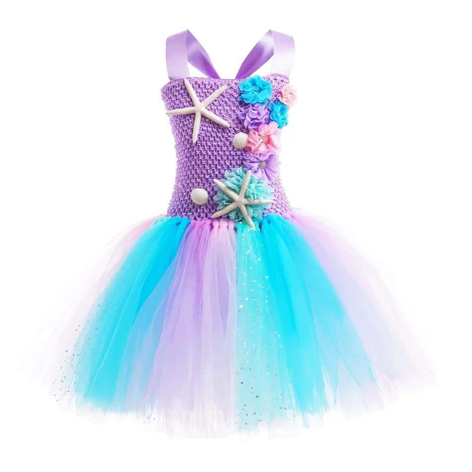 Vestido de sereia para meninas, vestidos cosplay para crianças, fantasia de princesa, roupas para festa de aniversário e halloween