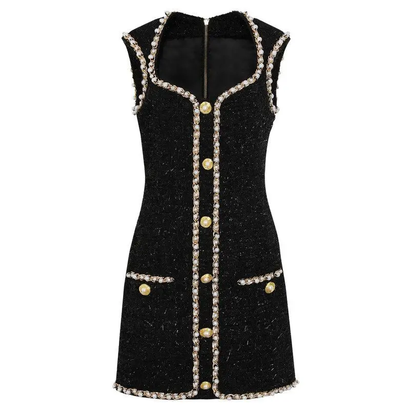 

Elegant Knitted Vest Dress Short Skirt Style Sleeveless Luxury Fashionable Spring Summer New Arrival Chinoiserie Trendy Women...