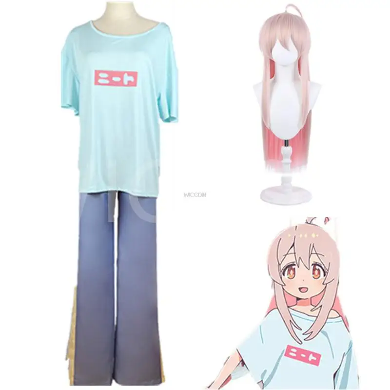 Oyama Mahiro Cosplay Costume Anime Oniichan Wa Oshimai Wig T-shirt Blue Pants Shorts Summer Home Wear Short Sleeve Girls Women