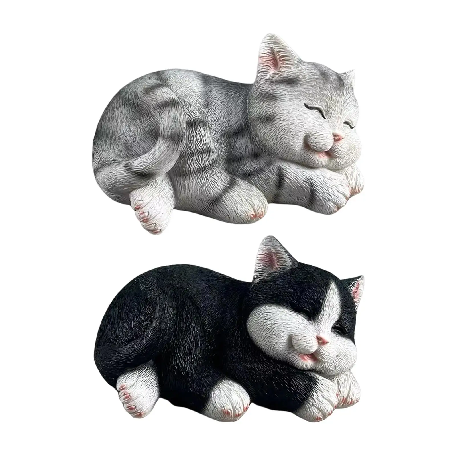 

Cat Figurine Cute Small Art Crafts Yard Art Decor Tabletop Ornament Garden Statue for Desk Outside Balcony Porch Home Decoration