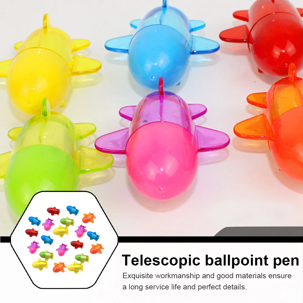

20pcs Cartoon Airplane Ballpoint Retractable Writing Pens For Students Stationery Supplies Plastic Sign Pens