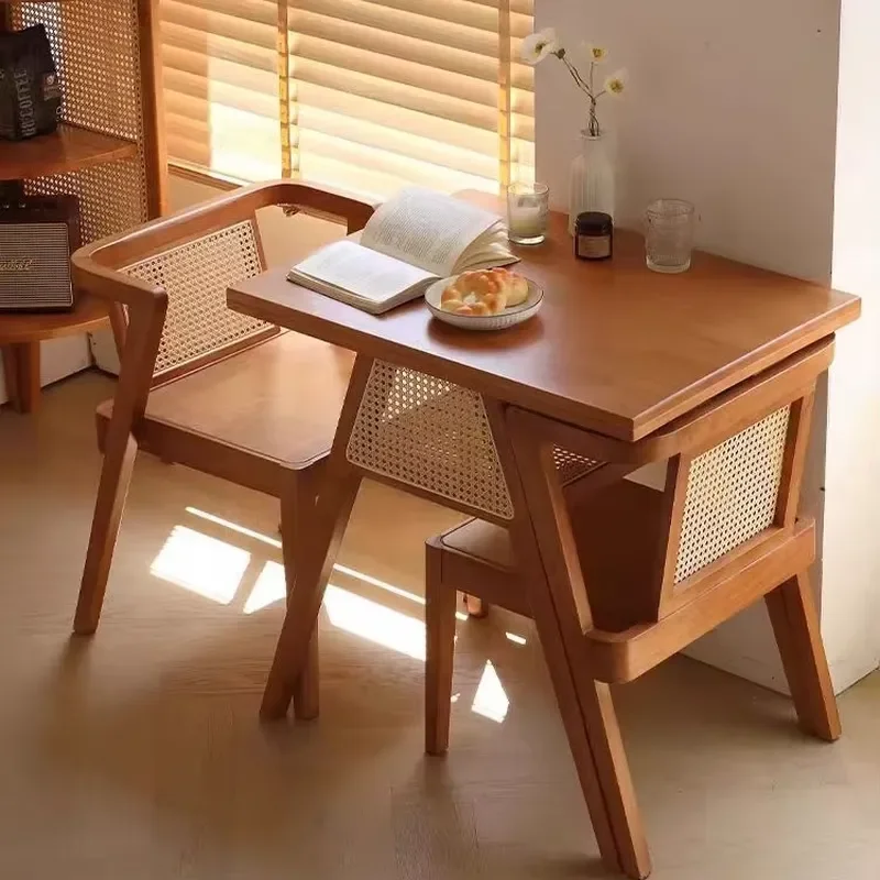 All-Wood Modern Chinese-Style Balcony Mini Table Set 1 Table 2 Chairs-Durable Eco-Friendly Coffee Home Office Living Room