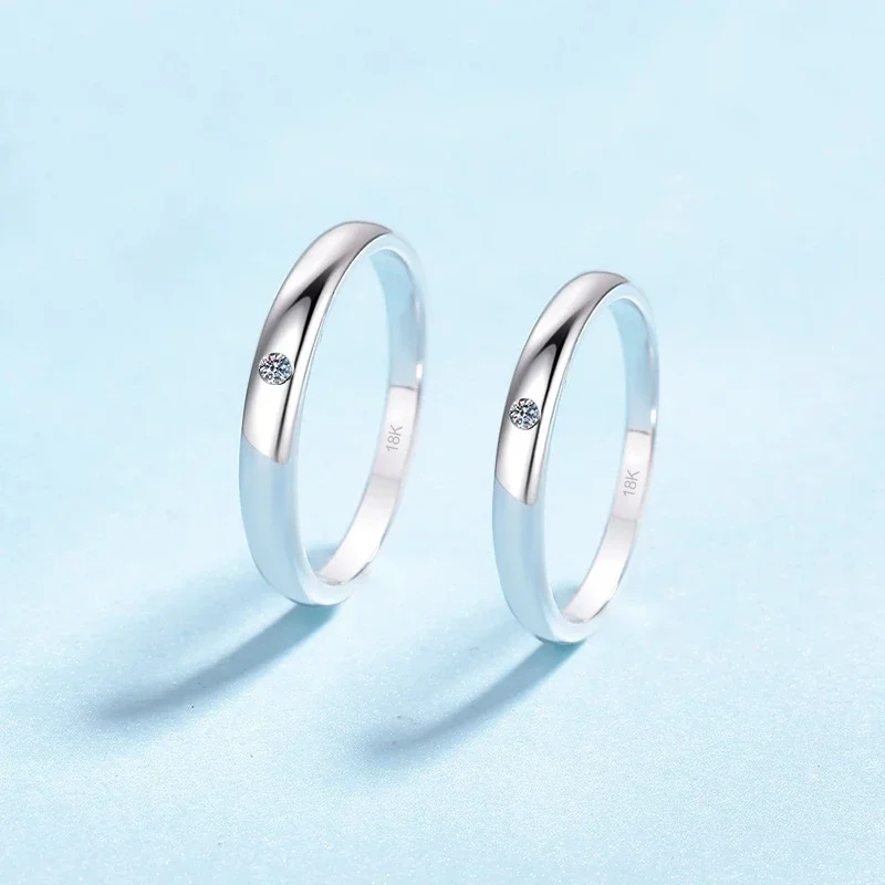 الخطوبة 18K الذهب الوردي الأبيض النساء الزفاف الفرقة الرجال 0.25CT مويسانيتي الماس PT950 البلاتين فتاة عيد الحب عاشق خواتم