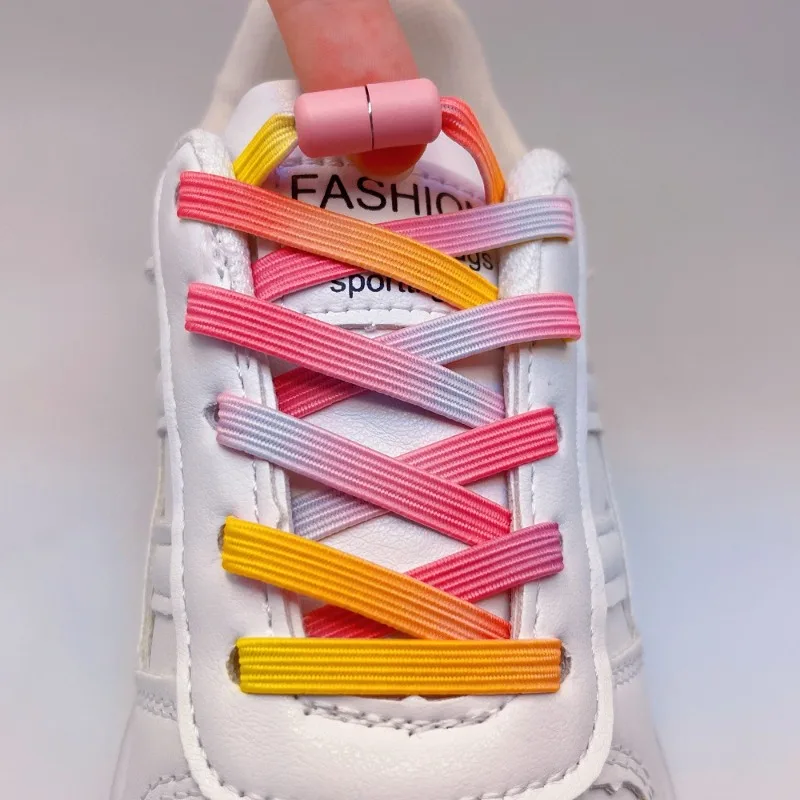 Bunte, Modische, Elastische Schnürsenkel mit Perlenschnalle, Leichte, Dehnbare Sneaker-Schnürsenkel für Kinder und Erwachsene, Breit, Bequem, Langlebig – Detail 1