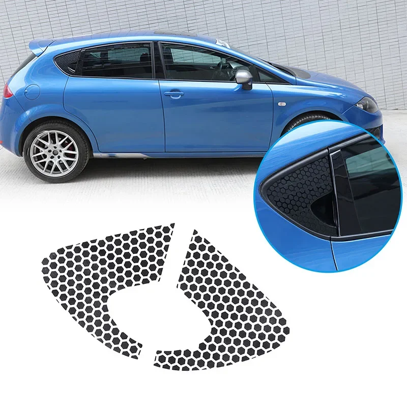 

2PCS PVC Honeycomb Style Sticker Car Rear Side Triangle Window Vinyl For Seat Leon MK2 2008-2012 Decorative Decals Accessories