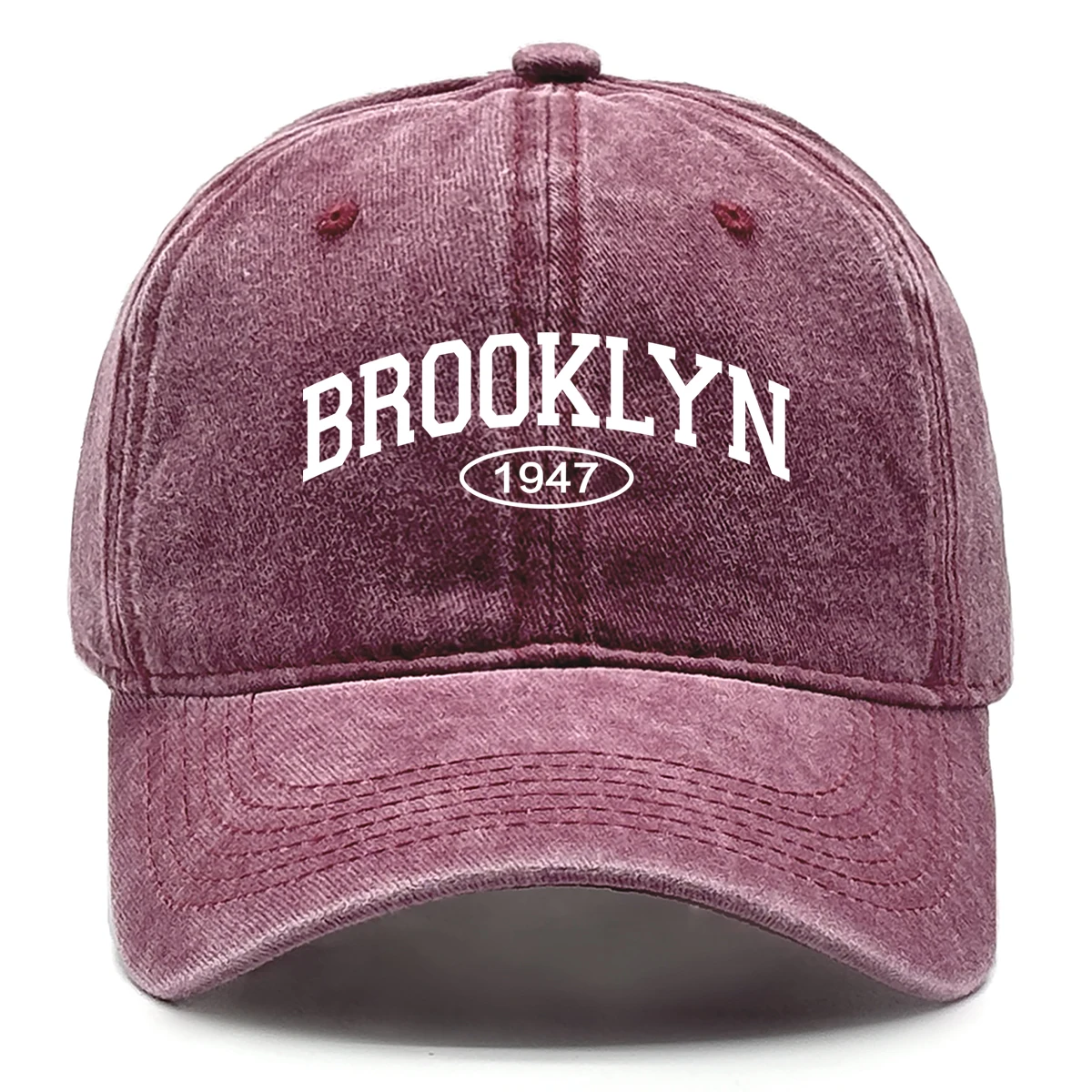 Unisex Lightweight Baseball Cap Adjustable Distressed Cotton Dad Hat Simple Retro Brooklyn 1947 Print Vintage Throwback Hats