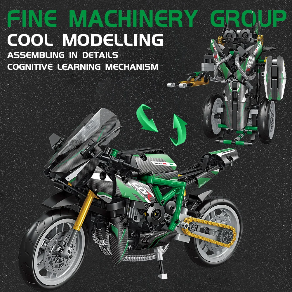 Motorcycle Model Toy Building Block Kits,Deformation Toy- Deformed Motorcycle Building,Gift for Kids Boys Over 8 Year