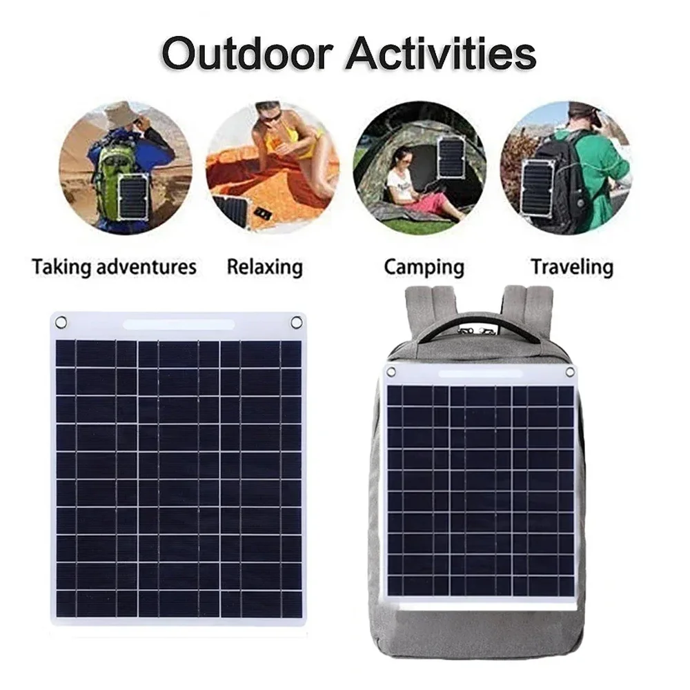 100W Waterproof Solar Panel Portable Dual USB 5V Solar Charger for Outdoor Camping Home Emergency Phone Power Bank Charging - view 3