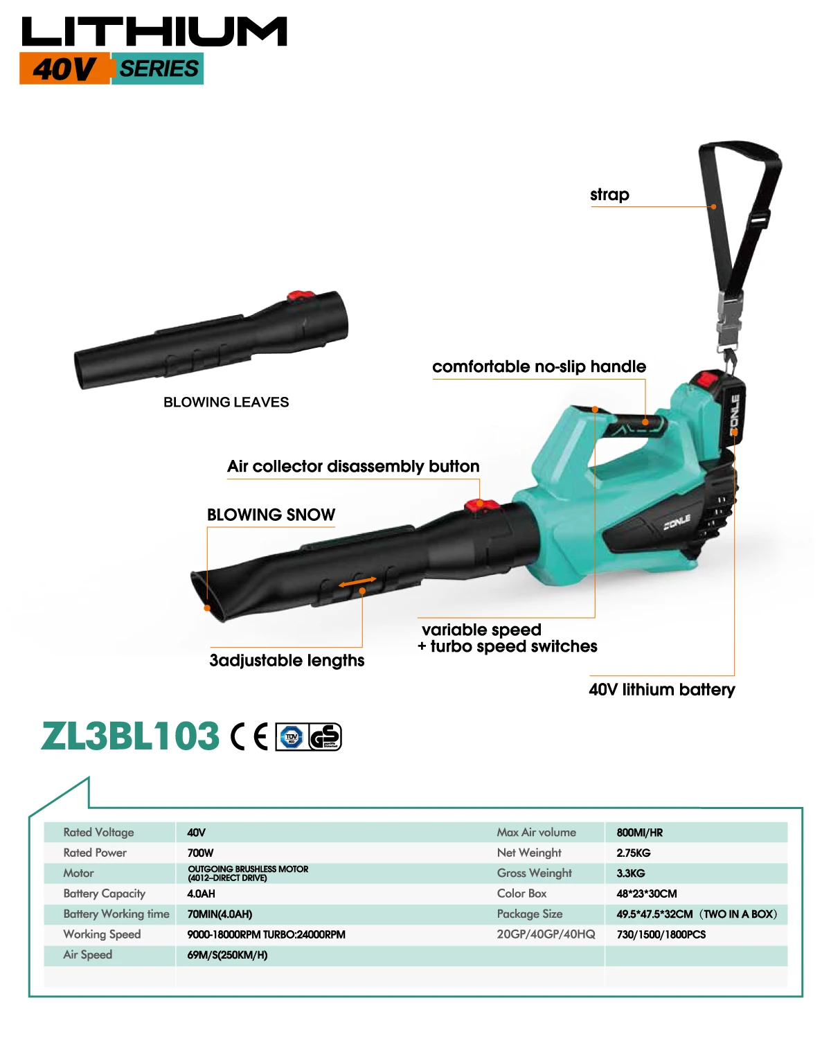 Portable 700W Cordless Electric Nini Air Leaf Blower For Clearing Leaves Backpack Snow Dust Blower Machine