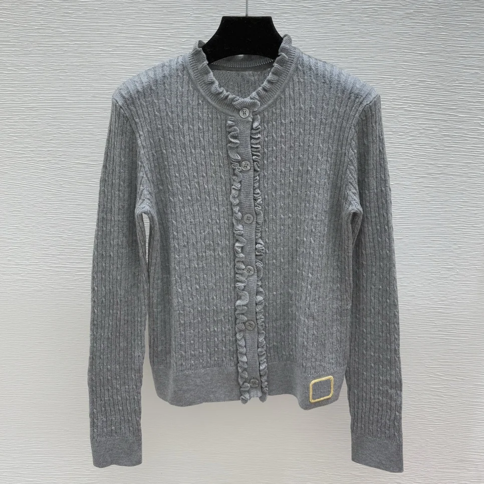 

Высококачественный плиссированный женский кардиган с круглым вырезом и одной пуговицей, модный свитер 251004138