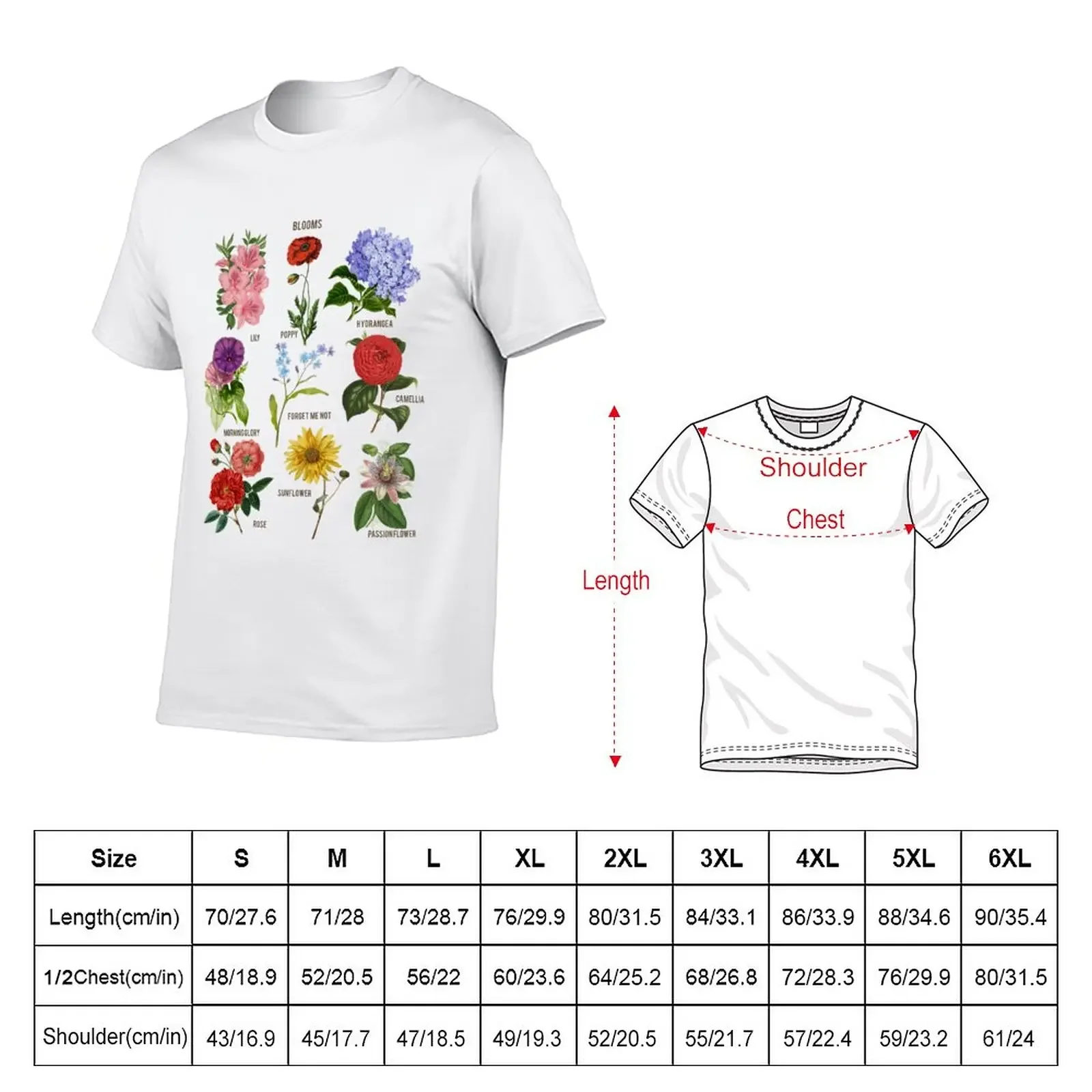 Vintage Blooms Botanical Flower Floral Chart T-Shirt animal prinfor boys summer clothes quick-drying mens cotton t shirts