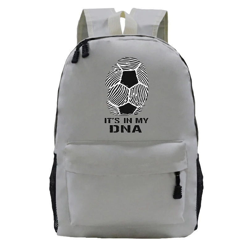 "It's in My DNA" Soccer Print Backpack Casual Women Men Harajuku Football Fan Gifts School Bag Student Mochilas