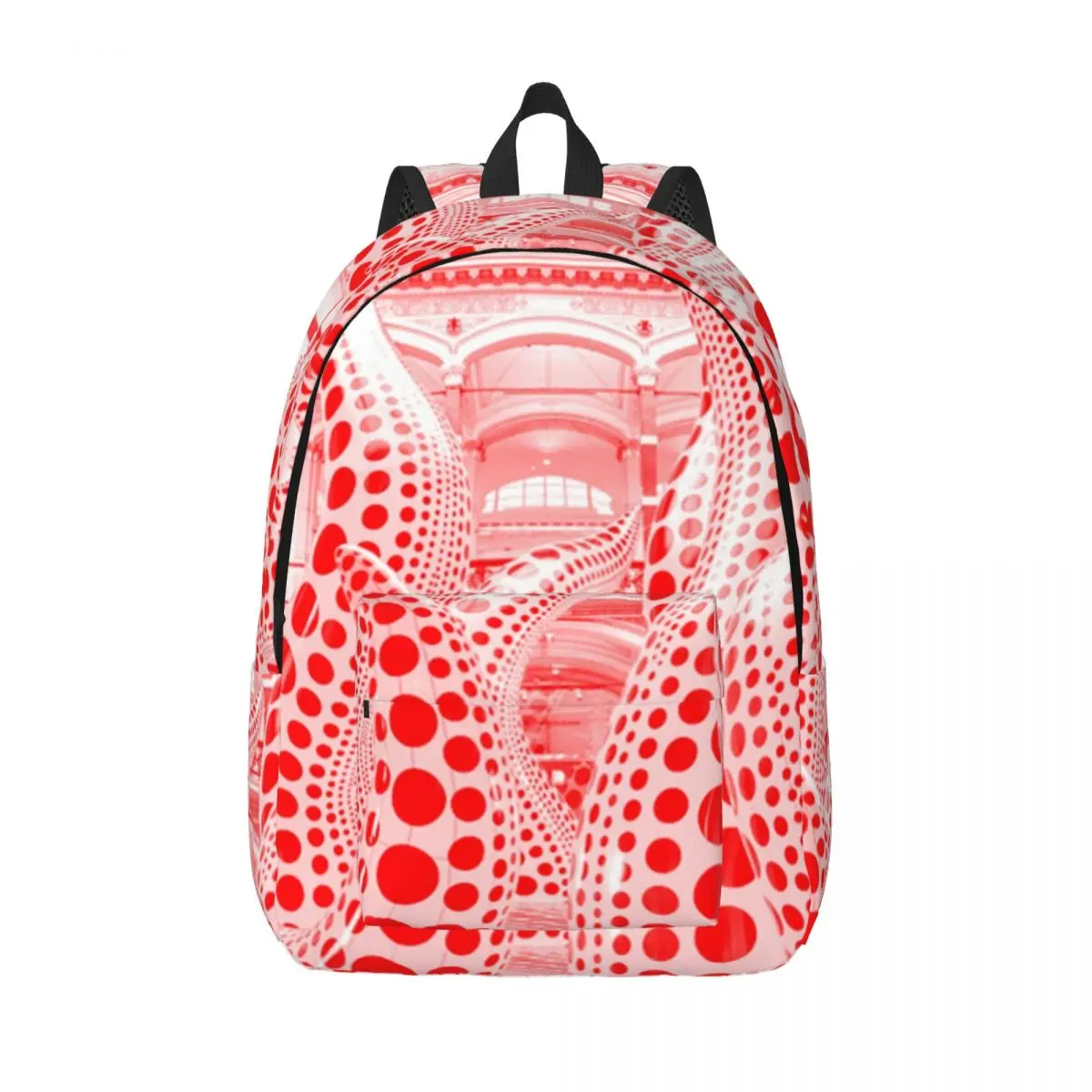 Red Minimalis Backpack Middle High College School Student Yayoi Kusama Polka Bookbag Teens Daypack Outdoor