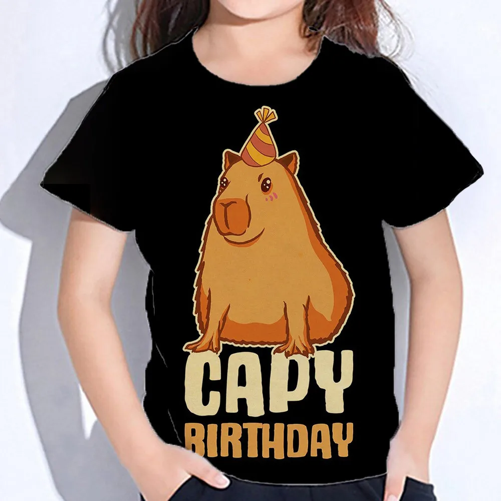 

Capybara Children's T-Shirt Summer Girl Birthday T-Shirts Short Sleeve Clothes for Girls Cartoon Cute Boys' T-Shirt Child Tops