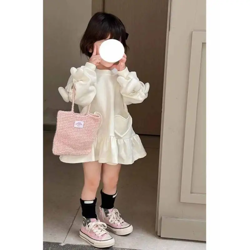 

Children's Clothing New Style Long Sleeve Hoodie Princess Dress Cotton Blend For Girls Autumn 2025 Fashion Sweet Heart Print