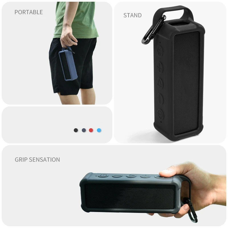 Portable Speaker Case with Metal Buckle for Anker Soundcore 2 Speaker Silicone Case - view 3