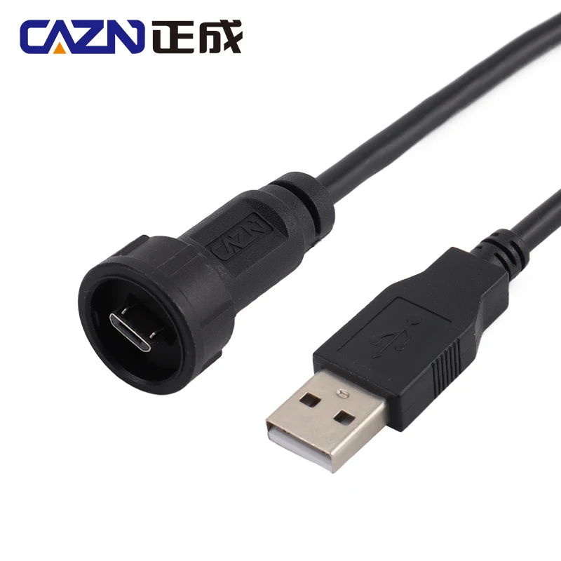 CAZN Micro USB Male to USB 2.0 Male Overmolded Cable Bayonet Waterproof IP67 IP68