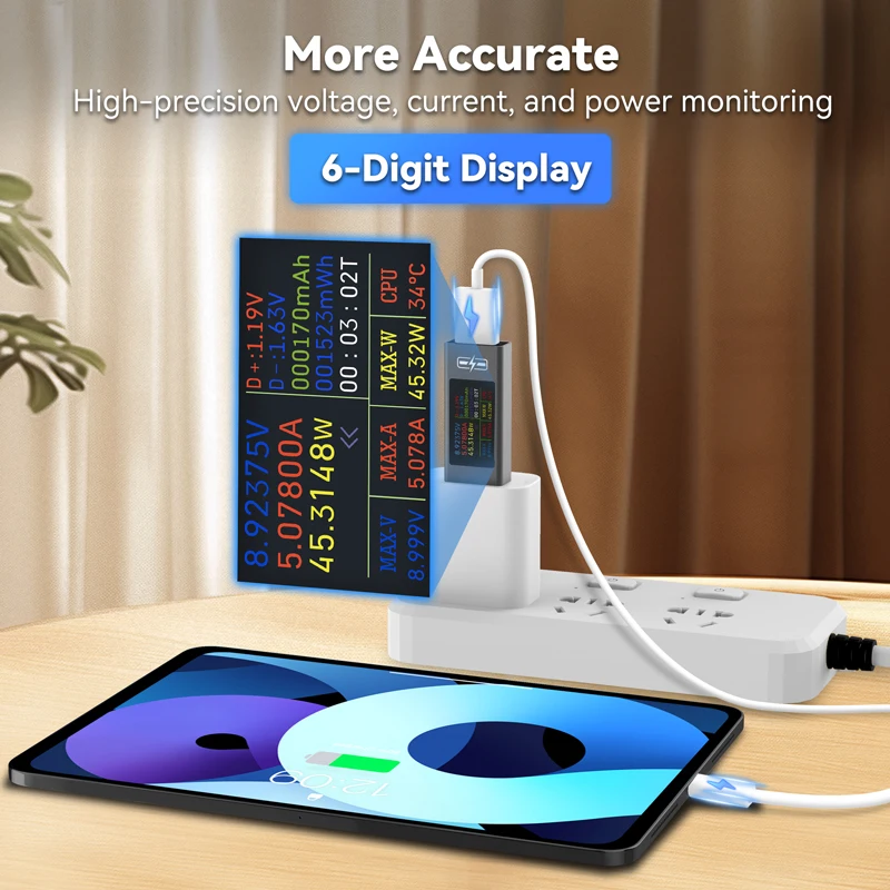 POROMETISTO UT01U USB Tester DC Voltage Ammeter Power Meter DC 4-30V 0~6.5A Current Voltmeter Ammeter Charger Capacity Tester - view 4