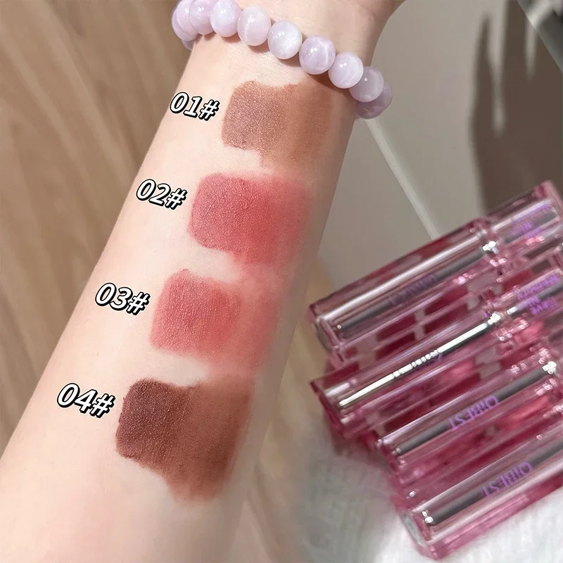QIBEST Girl's Cute Velvet Matte Liquid Lipstick Waterproof Lasting Lipgloss Tint Non-Stick Cup Makeup Lip Mud Korean Cosmetics