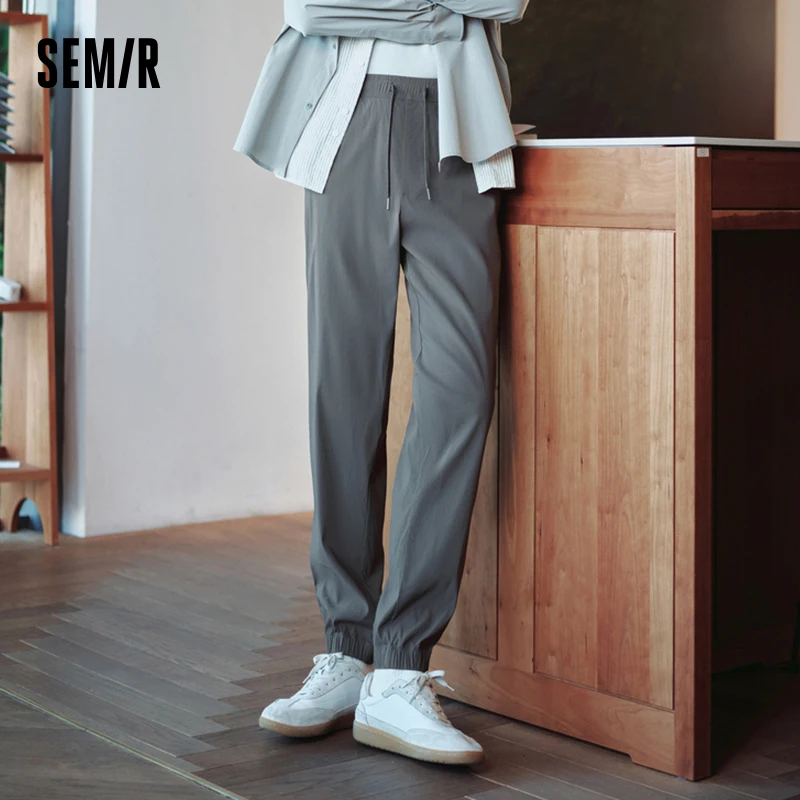 Semir Casual Pants Men 2024 Autumn New Elastic Waist Solid Color Cuffed Stretch Long Pants