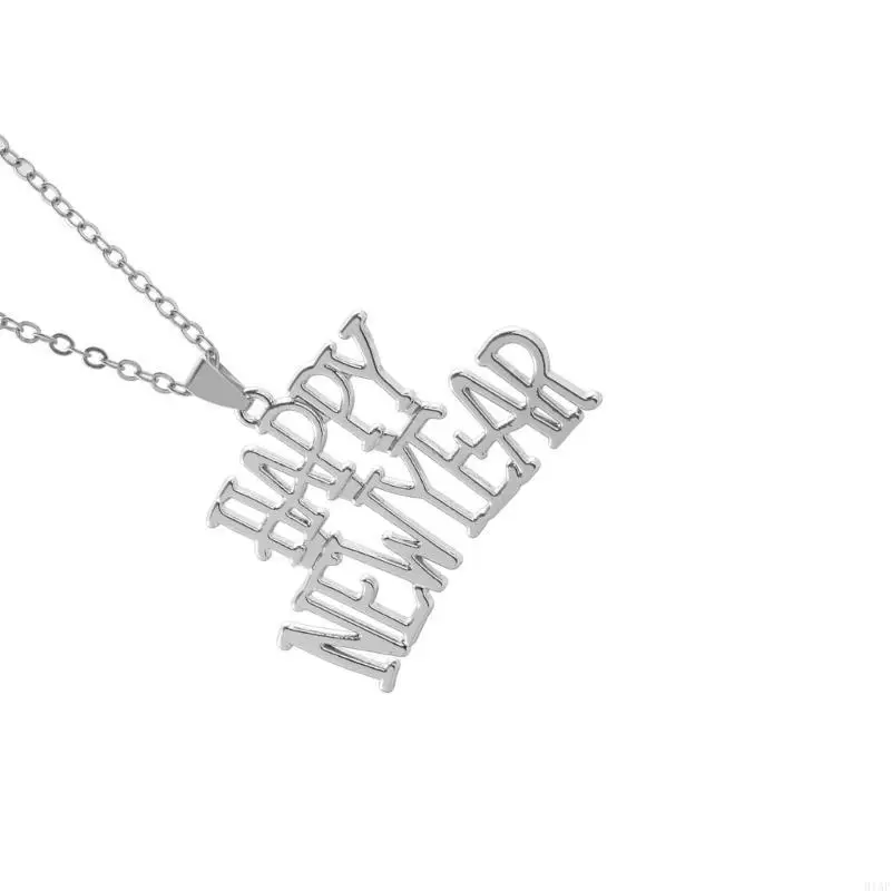91AF Happy New Year  Pendant Necklace Clavicle Chain Simple Dangle Earrings Jewelry