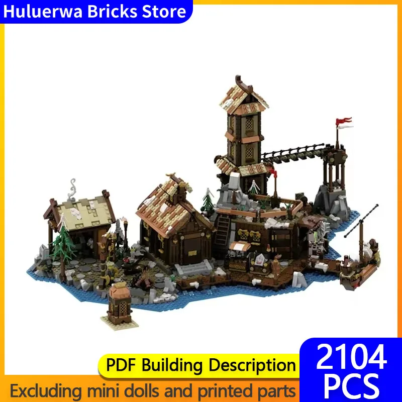 Medieval Castle Model MOC Building Bricks Viking Village Port Cabin Modular Technology Gifts Holiday Assemble Children Toys Suit