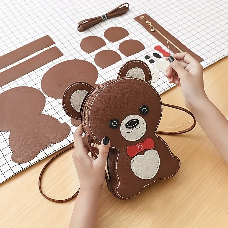 

1 шт. аксессуар для кошелька, модная мини-милая тканая сумка через плечо «сделай сам», органайзер для кошелька с медведем, полуфабрикат, комплект материалов для рукоделия