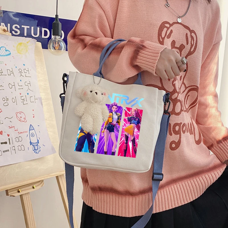 

KPop Demon Hunter Shoulder Bag Large Capacity Portable Handbag Cartoon Anime Pattern Crossbody Bag Children's Birthday Gift