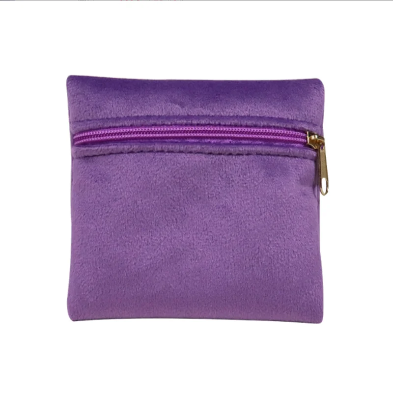 Portable Zipper Velvet Bag Jewelry Ring and Accessory Packaging and Storage Bag Double-sided Velvet Bag