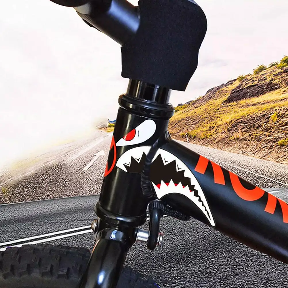 Shark Mouth Sticker For Bike Tube Frame Head Bicycle Helmet Decal Decoration Waterproof Sunscreen Heat-resistant Anti-scratch