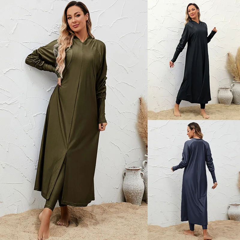 3PCS Set Modest Burkinis Femmes Waterproof Muslim Swimwears Islamic Women Bathing Swimming Suit Beach Full Coverage Swimsuit