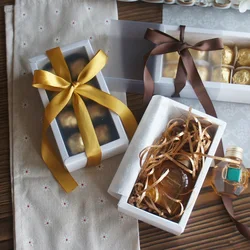 14*7*5cm 10set White Chocolate Cotton Candy Paper Box with Window As Wedding Christmas Birthday DIY Handmade Gift Packaging