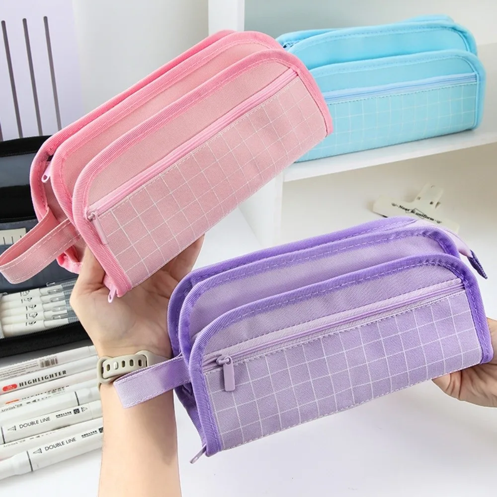 Большой вместительный сетчатый пенал, простая эстетичная сумка для хранения ручек, многослойные студенческие стационарные коробки на молнии для детей