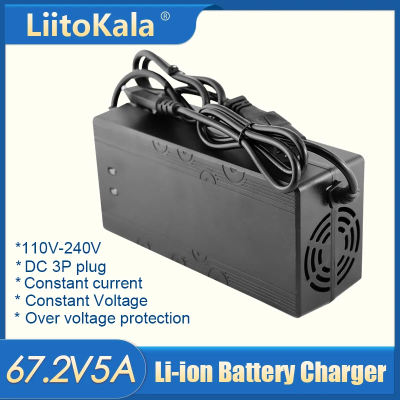 NEW 60V Lithium Battery Charger 67.2V 16S 5A 8A 10A 12A 15A 20A High-Power Smart Band Display Rapid Charging Metal Shell